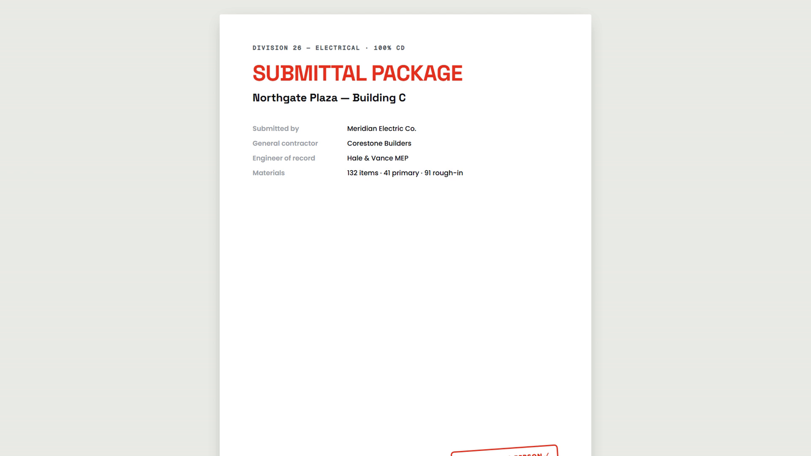 The sample book's cover sheet with red lettering and table of contents